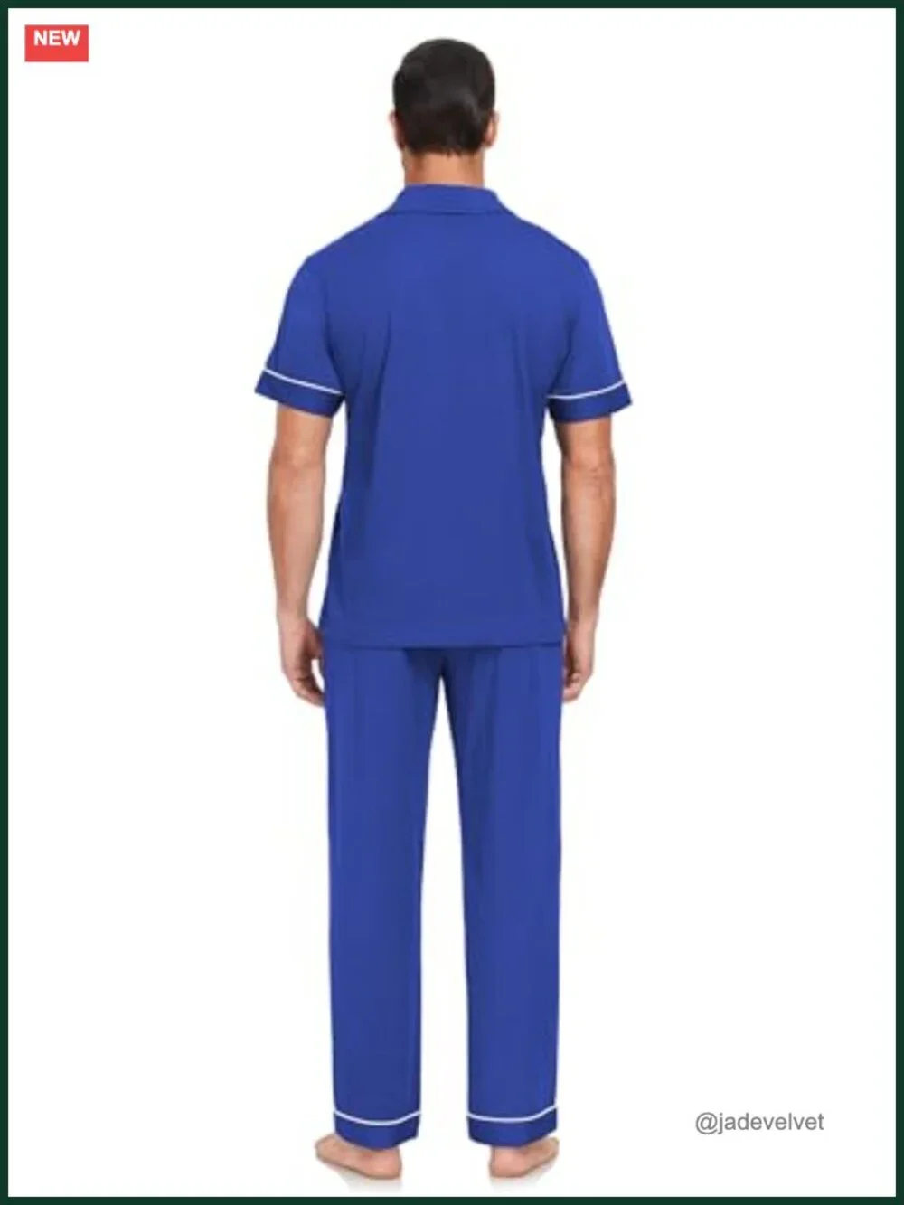 Men's 100% Cotton Pajama Set Short Sleeve Button Down with Long Pants